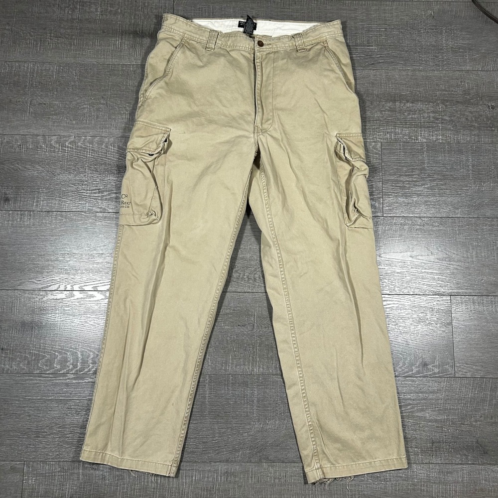 Polo Jeans Co Ralph Lauren Mens 36x32 Khaki Cargo Pants Military Utility Tan
